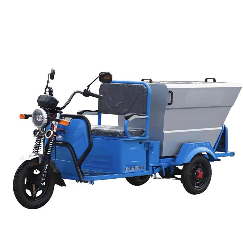 Electric three-wheeled cleaning and transportation vehicle