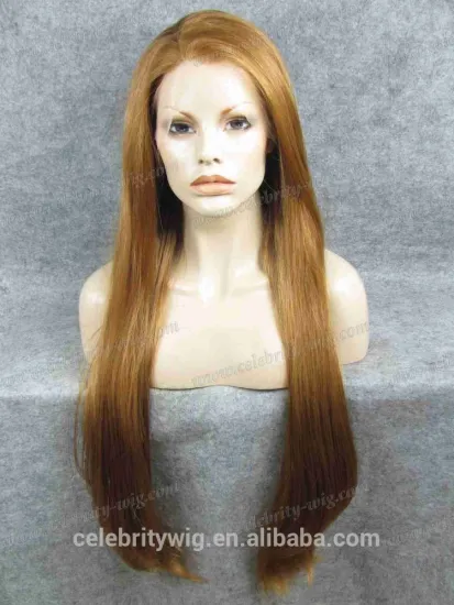 top selling and best quailty silky straight hair bleach blonde lace front wig synthetic wig