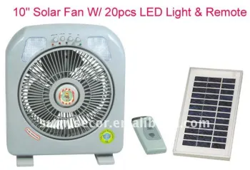 Solar rechargeable powered cooling fan with remote control