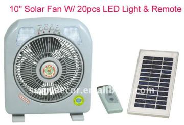 Solar rechargeable powered cooling fan with remote control