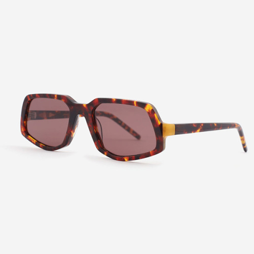 Rectangle and Dimensional Acetate Unisex Sunglasses