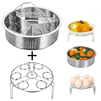 3Pcs/Set Kitchen Tools Steamer Stainless Steel Basket Pot Egg Steamer Rack Set Kitchen Dining Pot Accessories