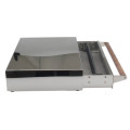 Stainless steel knock box drawer with wooden handle