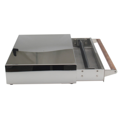 Stainless steel knock box drawer with wooden handle