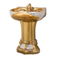J-970 Gold Pedestal Basin: Luxury, Elegant Design with Real Gold Finish - Single Hole Ceramic Wash Basin