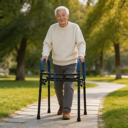 Non-Slip Foldable Crutch Chair for Elderly Mobility