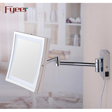 Fyeer Single Side Square Wall-Mounted Foldable LED Bathroom Makeup Mirror