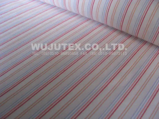 Plain Weave Cotton Nylon Fabric / Spandex Stripe Fabric With Blue / Yellowred / White