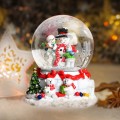 Christmas Snow Man Music Box Rotating Colory Light Crafts