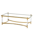 Mesa de café de lujo con marco de oro con soportes acrílicos