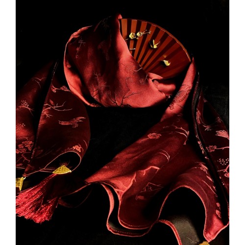 bufanda de seda roja