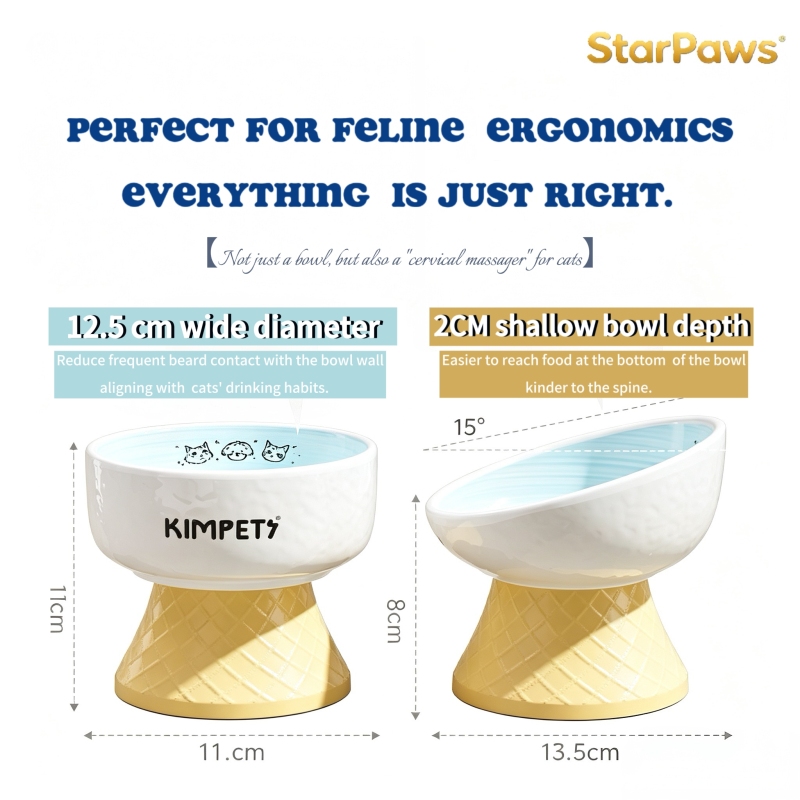 Ergonomic Wide Mouth Ceramic Pet Bowl
