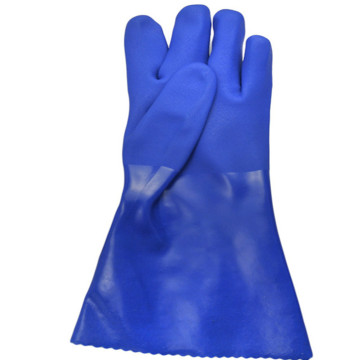 Guantes de PVC químicos azules de 30 cm triples