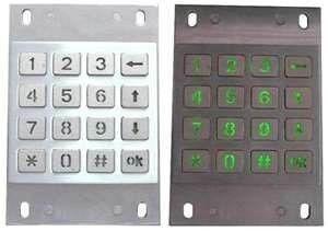 16keys IP65 rated industrial metal numeric keypad MKP160-16