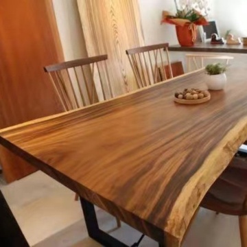 Luxury Factory Price Wooden Kitchen Furniture Live Edge Solid Walnut Wood Slab Restaurant Dining Table Top