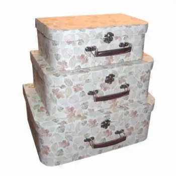 S/3 Leaves Suitcases with Silver Locker and Handle, Customized Designs Welcomed