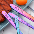 Colher de garfo de faca eco-friendly colorido novo arco-íris