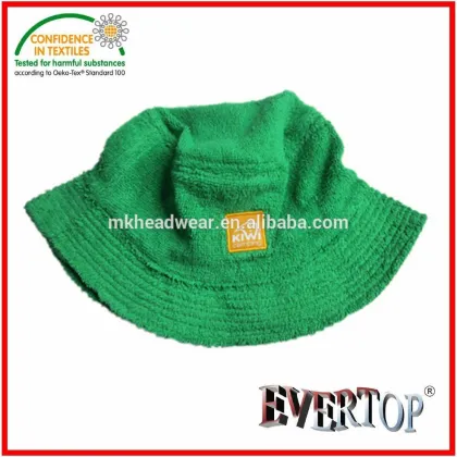 adults cotton terry towel fisherman hat with woven label patch