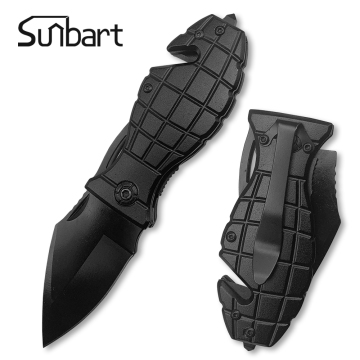 3cr13 Steel Blade Grenade-Shaped Aluminum Handle Folding Pocket Knife for Outdoor Survival and Camping