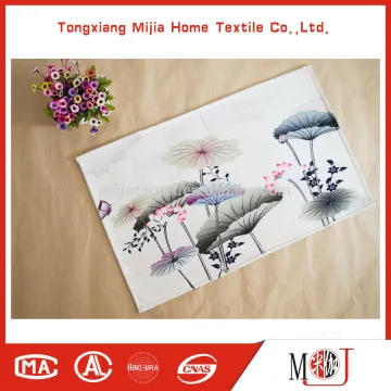 Chinese Wash Painting Flower Design Decorative Mat Rug