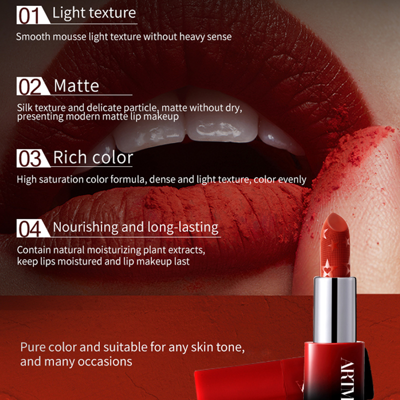 Hot selling engraved matte lipstick private label accepted waterproof lip stick vegan lipstick set