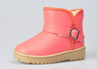 Comfortable Pink Childrens Winter Boots With Metal Buckle / Tpr Outsole