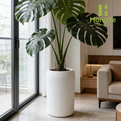 Nordic style vertical striped flower pot