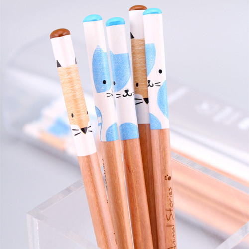 Wood cartoon pencils HB standard pencils triangle pencil pole student's writing stationery 10pcs/lot without box loose package