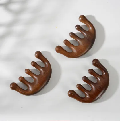 Custom Logo Gua Sha Wooden Comb 100% Natural Wood Handle