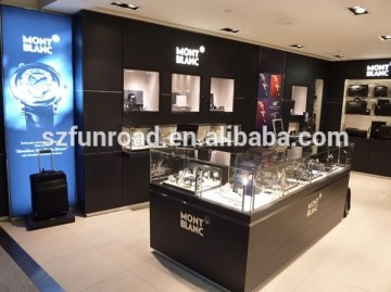 Wooden Luxury Watch Display Showcase Watch Shop Counter Design with Tempered Glass