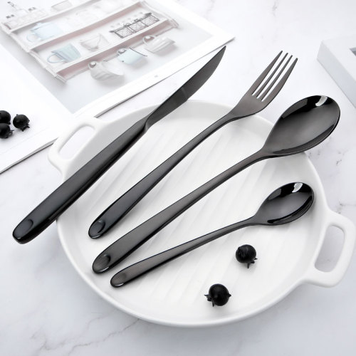 Hadiah berkualitas tinggi mewah Stainless Steel Black Cutlery