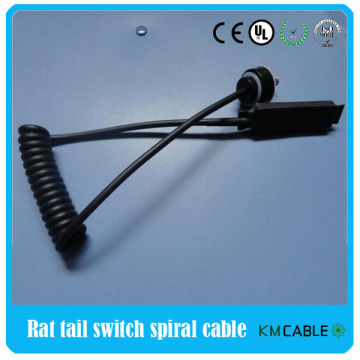 Rat tail switch coiled power cords