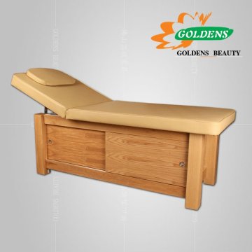 DM-288D wood facial & massage bed wwooden massage bed large facial and massage bed with storage cabinet ergonomic massage tables