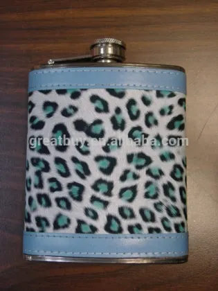 pu leather covered stainless steel drinkware hip flask