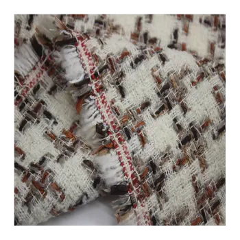 High-Quality Stock Luxury Yarn Dyed Worsted Wool Tweed Fabric for Autumn and Winter Women's Dresses, Coats, and Jackets