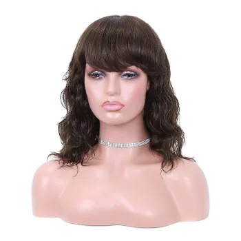 High Quality Brazilian Pre Plucked Natural Brown Mannequin With Shoulder Curly Bob Wigs Blonde Virgin Human Hair Full Lace Wig