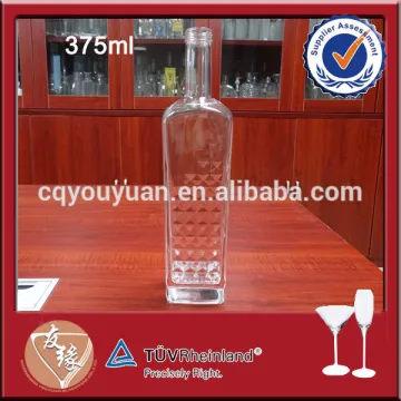375ml 750ml liquor bottle flat flask bottle with screw top