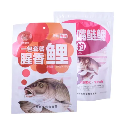 Plastic fishing flat bag for bait feed