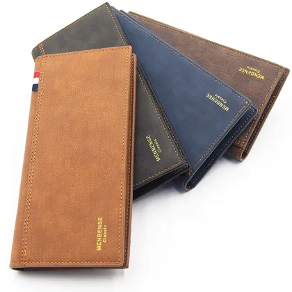 Men's PU Leather Long Wallet - Slim Design with Large Capacity Card Holder