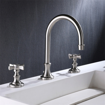 Arc spout with cross knobs basin faucet