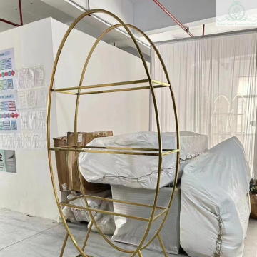 Ellipse Stainless Steel Golden Wine Shelf Display: Popular Bar Furniture for Sale