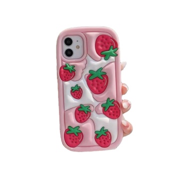 Summer Strawberry Silicone Case para iPhone 14 - Protector de dibujos animados para mujeres