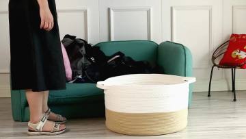 Jumbo Size Cotton Rope Baby Laundry Basket Handles