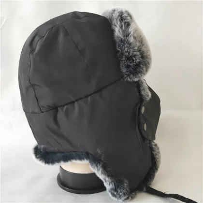 Winter Hat with Ear Flaps Trooper Trapper Hat Detachable Face Mask