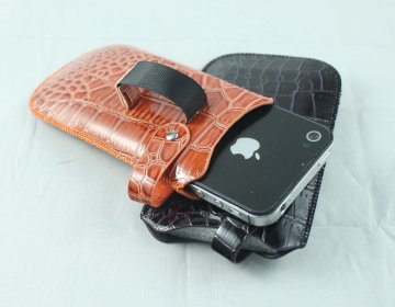 Dependable Performance Pouch Of Iphone4 Leather Cases With Alligator Texture Design