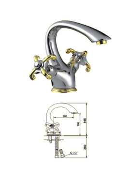 Dual handle brass basin faucets