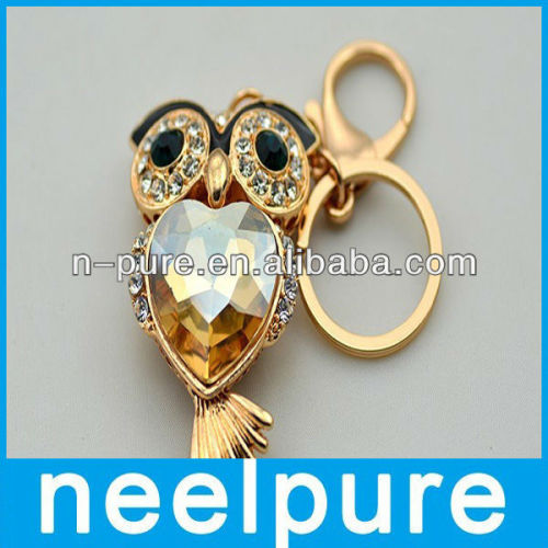 hot sell promotion crystal animal keychain of owl