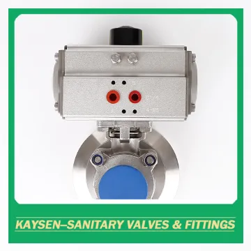 Sanitary pneumatic tank bottom ball valves