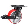 Super Heavy Duty Red Brake Iron PU Casters