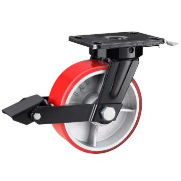 Super Heavy Duty Red Brake Iron Pu Casters